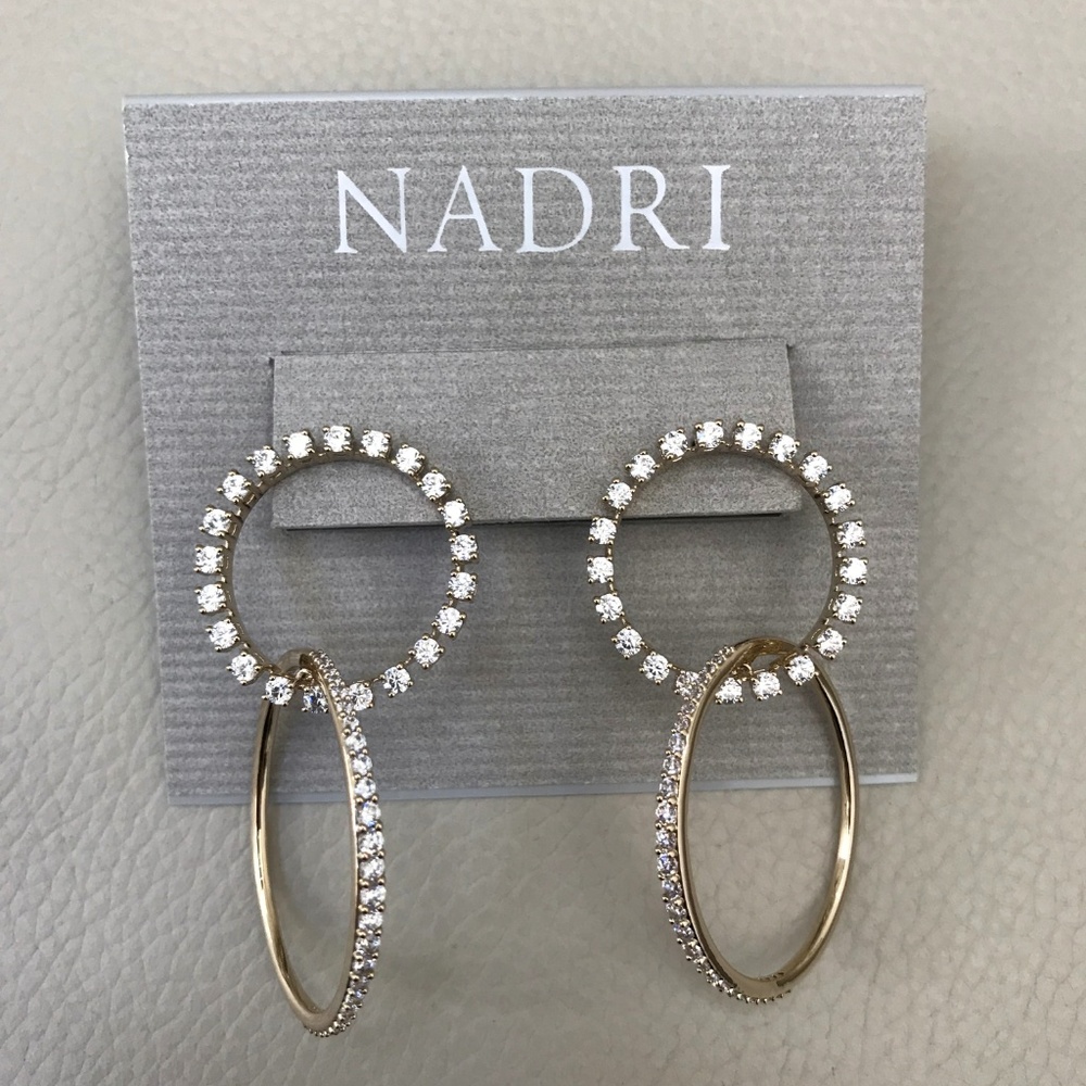 NADRI Intersecting Circle CZ Link Earrings